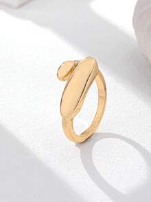 1 Pc Women Chunky Ring , Golden Color Statement Ring Jewelry For Daily Wear , Simple Design Rings - Gold - View 2