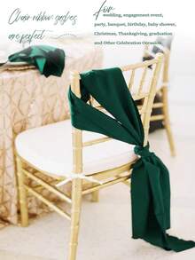 5 件/10 件深绿色缎带椅子腰带领带丝带椅子腰带结蝴蝶结适用于招待会家庭聚会活动宴会仪式婚礼装饰品