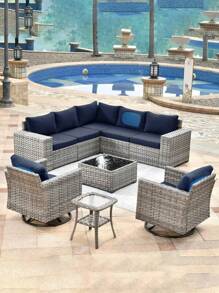 غطاء كنبة وسادة مبطن ذو لون أحادي من القماش الفاخر، مرن للغاية، مقاوم للغبار، مناسب لكل الفصول، لكنب الحدائق، الشرفات والخارجي