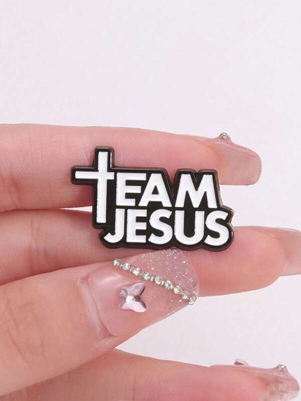 Simple Alloy Team Jesus Enamel Pin - Unisex Daily Wear Brooch For Casual & Gift Occasions, No Plating, Non-Mosaic Fashion Accessory Dress Accessories Pin For Clothes Bag Charm Backpack For School Office Accessories Shirts Jacket Jewelry Christmas Halloween