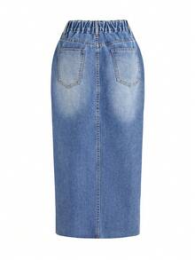 Women's Casual Elastic Waist Denim Mini Skirt, Back To School Clothes