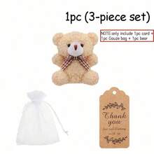 Bear Baby Shower Party Favors Mini Plush Bear Keychain With Thank You Tags Organza Bags Twine For Baby Bride Shower Wedding Party Favors