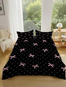 3 Stücke Schmetterling Muster Bettbezug Set (1 Bettbezug + 2 Kissenbezüge, ohne Bettdecke), weich & hautfreundlich, beruhigend für die Augen, geeignet für alle Jahreszeiten, Reißverschluss, verwendbar für Hotel, Schlafzimmer, Gästezimmer und Studentenwohnheim Bettwäsche, geringe Allergiegefahr, pflegeleicht, modisch leicht, atmungsaktiv, Stil - Schwarz - Übersicht 7