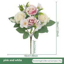 1 Stück künstliche Blumenbestickung, Seidenrosen Strauß, elegant und realistisch, Arrangement aus Seidenblumen für Innenräume, Vase für Esszimmertisch, Brautstrauß, Hochzeitsdekoration, Frühlingsdekoration, Klassenzimmerdekoration, Hochzeitsbogen, Blumenwand, Handblume, Kopfschmuck Kranz, Vase Dekoration