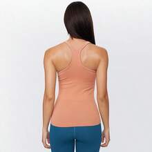 Yoga Racerback Tank Top For Women With Built In Bra,Women's Padded Sports Bra Fitness Workout Running Shirts - 橙粉紅色 - 查看 2