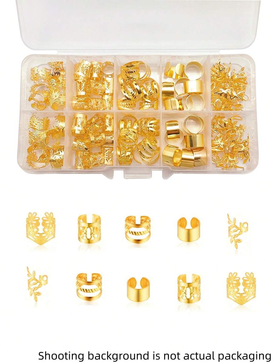 50pcs Elegant Braided Hair Accessories Adjustable Hair Rings Exquisite Pattern Vintage Style Women's Dreadlock Ornaments