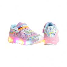 Tenis Niña Luces Led Urbano Infantil  Arcoiris Colores Tornasol Moda Glitter Kuali Shoes - Rosa - Ver 5