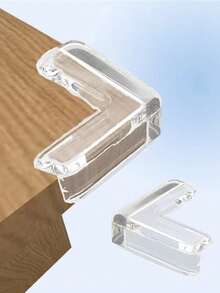 Silicone Corner Guard, Transparent Desktop Corner Protection - L-Shape Furniture Edge Bumper - Non-Scratch - Transparent Rectangle - View 1