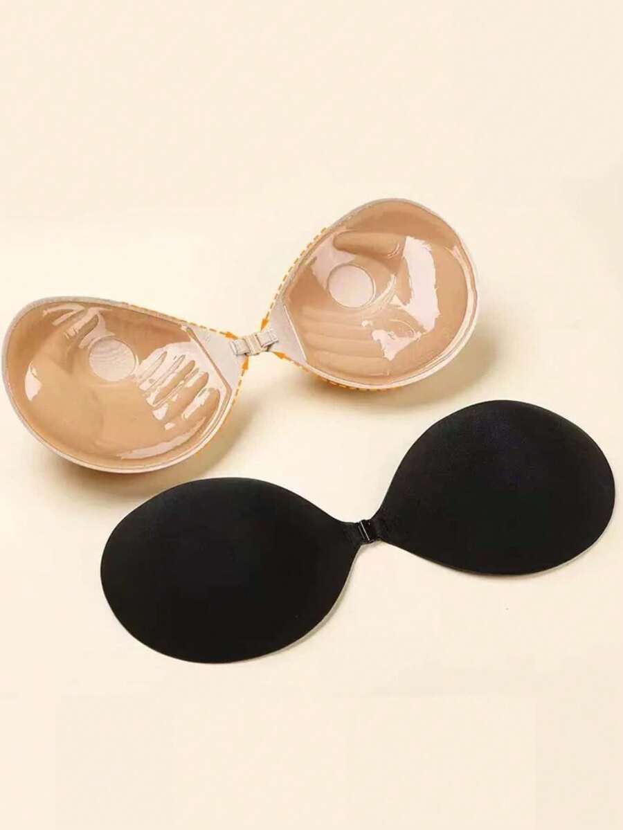 1pc 3CM Thick Adhesive Bra, Backless Strapless Invisible Bra For Small Bust, Reusable Padded Bra - Black - View 1