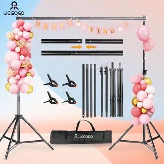 UEGOGO 摄影工作室背景架，多功能背景架，可调节便携式套装（带收纳袋），大型背景架，2x2米高背景，景观框架龙门架，适用于婚礼、派对、摄影和活动、圣诞派对、装饰品、圣诞礼物、万圣节