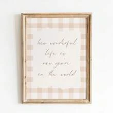 1pc Unframed How Wonderful Life Is Now You're In The World Typography Nursery Wall Art Poster Boho Beige Baby Girl Room Aesthetic Decor Painting For Playroom,Kids Room,Bedroom,Modern Home Decoration