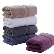 6pcs/Set 13.38*29.5in 100% Cotton Soft And Comfortable Solid Color Thickened Wash Towel For Home Bathroom, Hotel Bathroom, Beach Towel, Christmas Gift, Halloween Gift, Valentine's Day Gift, Mother's Day Gift, Father's Day Gift