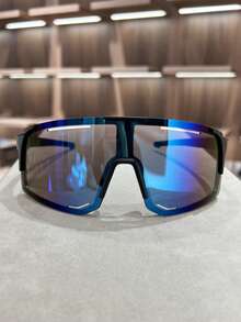 1pc Men's Oversized Frame Sports Tinted Lens Fashionable Cycling Goggles, Suitable For Outdoor Travel And Sports Riding For Summer Beach Vacation,Outdoor,Travel - Blue - View 6