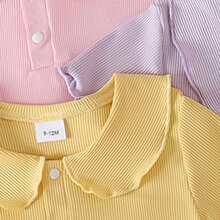 Baby Girls Casual Cute T-Shirts Multi-Pcs Set, Polo Collar Small Ruffles Design Suitable For Daily Wear, Summer - Multicolor - View 3