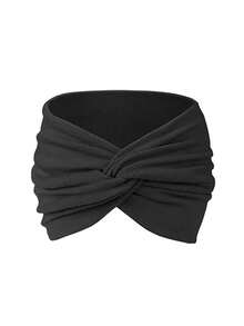 新款纯色宽发带，女士交叉绑带发饰，适合运动、瑜伽，时尚女孩头巾，休闲波西米亚风，欧美运动发带，女士宽版瑜伽弹力发带，跑步发带，运动发饰，头饰，返校发饰 - 彩色 - 查看 15