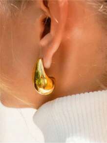 3pairs Luxury Stainless Steel Exaggerated Water Drop Stud Earrings Set, Suitable For Wear And Gift Giving