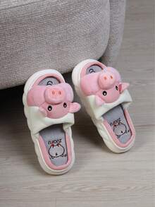 Pantufla cochi lino, resistentes al desgaste, antideslizantes, con suela gruesa para uso al interior y exterior. - Blanco - Ver 4