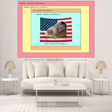 1pc Funny Monkey And Tulip Tapestry With American Flag Background, Decorative Wall Hanging Suitable For Living Room, Bedroom, Office, Humorous Decor, Pet And Floral Theme, All-Season, Made Of Polyester, Comes With 3 Wall Nails And 2 Clips