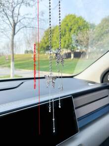 Zinc Alloy Butterfly Shaped Car Pendant, Creative Hanging Decoration For Car Rearview Mirror - Multicolor - View 6