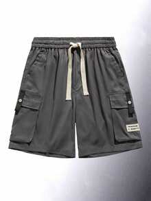 شورتات رياضية للرجال لممارسة التمارين الصيفية الخارجية، الكاجوال، خفيفة الوزن، فضفاضة وواسعة، طول الركبة - رمادي - مشاهدة 2