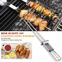 1/2 pièces Brochettes de barbecue, 33,0 cm (environ 13") Brochettes de barbecue en acier inoxydable avec curseur, barbecue en métal réutilisable, brochette de shish kebab, convient pour le camping en VR, pique-nique en plein air, accessoires de barbecue, ustensiles de cuisson