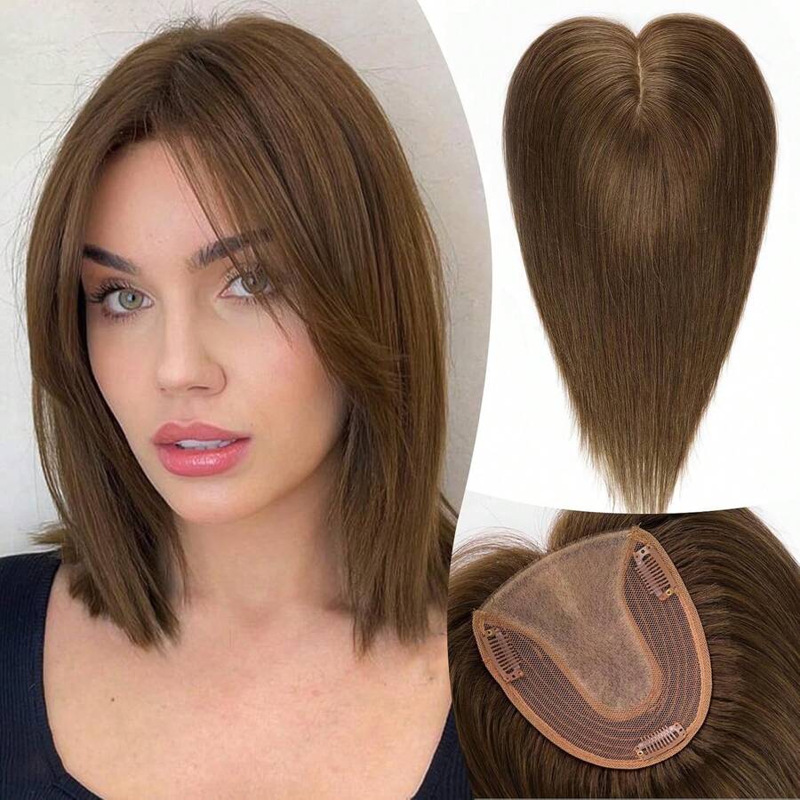 5.5x5 Inch Base Hairpiece, 12 Inch Human Hair Wig, Suitable For Women With Thinning Hair Or Gray Hair Coverage