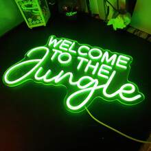 Bienvenue dans la jungle Enseignes au néon LED Lumières néon vertes pour la décoration murale Enseigne lumineuse USB pour jardin, maison, porche, magasin, Noël, salon, bar, Décoration, Grande enseigne au néon LED - Bienvenue dans la jungle - Voir 4