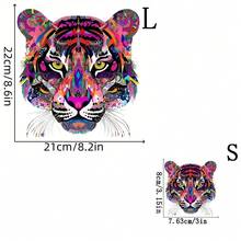 1/2/3pcs Colorful Tiger Themed Heat Transfer Patches, Durable Plastic, Washable And Easy To Iron, Suitable For DIY T-Shirts, Sweatshirts, Jeans, Backpacks, Handbags, Pillows, Vintage Baseball Caps - Holiday Decoration Stickers - Multicolor - View 3