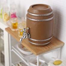 Modelo en miniatura de barril de vino tinto, barril de vino tinto realista, decoración de barril de vino tinto para casa de muñecas, adorno de minibarril de vino tinto