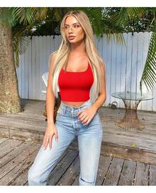 OQQ Women's 3 Piece Tank Tops Ribbed Seamless Workout Exercise Shirts 2025 Summer Basic Camis - Red,Beige,Sea Salt Blue - View 3