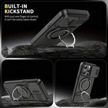 Compatible With IPhone 16/15/14/13/12/11/Pro/Max Pro/Plus Phone Case, With Sliding Camera Cover + [Full Camera Protection], With 360° Rotating Stand/Magnetic Car Mount/Matte Anti-Shock Phone Protective Cover