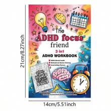 1 Stück ADHS 3-in-1 Arbeitsheft für Erwachsene, Malbuch und Zielplanung für psychische Gesundheit, Haushaltspflichten Übersicht Jahres-Reinigungsplan Buch, für Jahresplanung, Zielplanung, Umsetzungsplanung, Schulmaterial