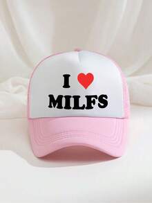 1pc Unisex "I MILFS" Printed Funny Sponge Mesh Trucker Cap, Baseball Cap, Sun Hat, Dad Hat, Suitable For Daily Use, Outdoor Travel, Hiking, Beach, Holiday - Multicolor - View 12