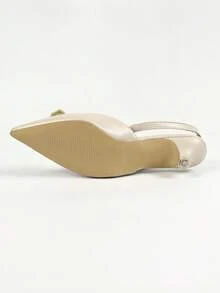 2025 New Fashion Rear Strap French Style Clover Pointed Toe Heeled Sandals - Apricot - View 7