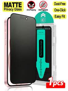 ZYONS 1pc Matte Anti-Dust Privacy Screen Protector Film, Compatible With IPhone 17 Pro Max, 17 Pro, 17 Air, 17/16 Pro Max, 16 Pro, 16 Plus, 16/16E, 15 Pro Max, 14 Pro Max, 13/12/11, XS Max, XR Plus Series, Anti-Fingerprint, Anti-Peeping, Auto Dust Removal, Bubble-Free, Anti-Glare Full Coverage, Compatible With Phone Cases - Black - View 2