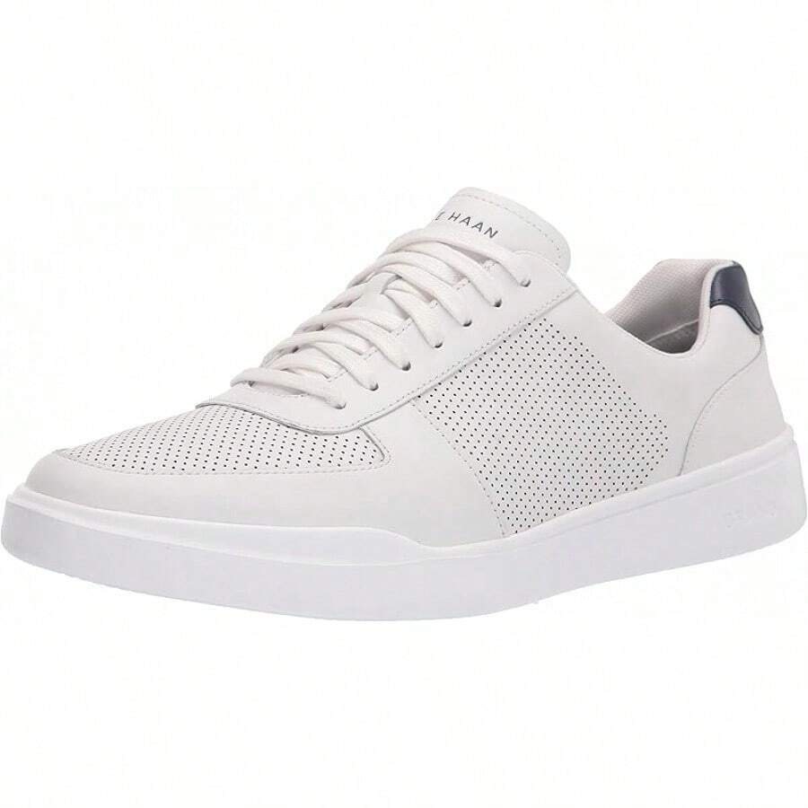 Men's Modern Perforated Sneakers, Footwear - Optic White/Peacoat - View 1