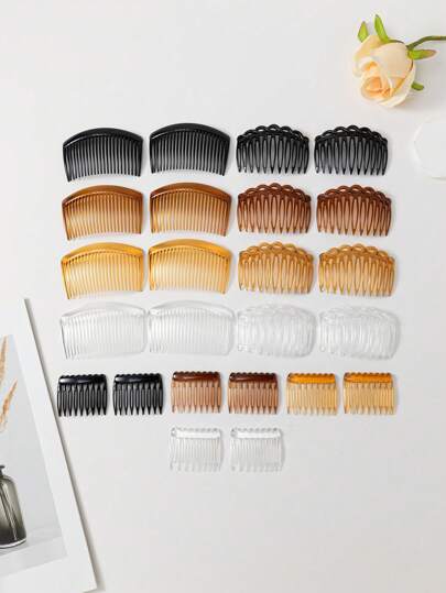 8/24pcs Women Plastic Hair Combs Set, Suitable For Daily Hairstyles And Decoration Side Comb, Wedding