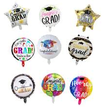 10pcs 18inch Grad Round Star Foil Balloons Congratulation Graduation Helium Balloon Graduation Party Decorations