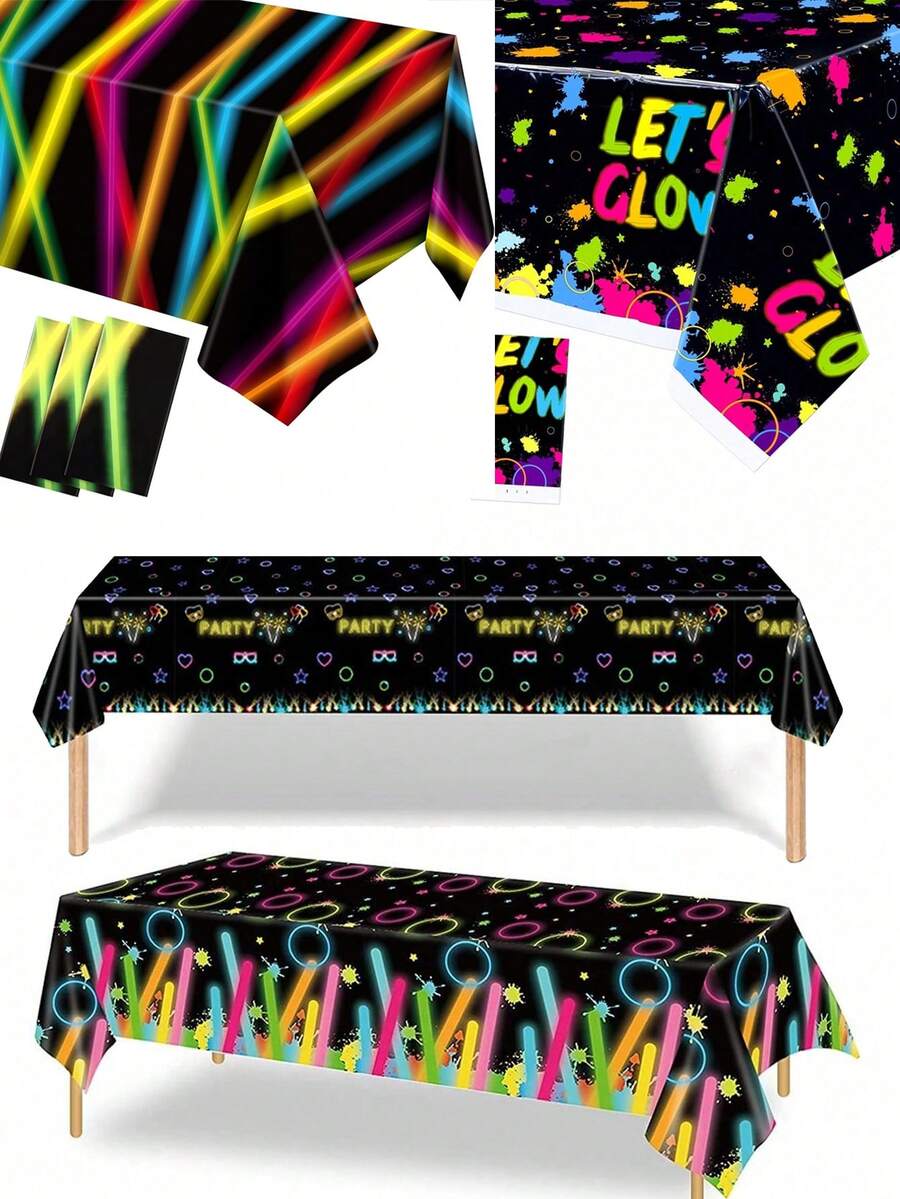 1 khăn trải bàn nhựa dùng một lần theo chủ đề Neon, khăn trải bàn tiệc phát sáng thích hợp cho tiệc sinh nhật, tiệc phát sáng, tiệc sinh nhật neon, tiệc mùa hè, lễ kỷ niệm, tiệc hóa trang, họp mặt gia đình, tiệc buffet hoặc dã ngoại ngoài trời - Nhiều màu - Xem 1