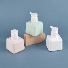 Reusable Plastic Square Pump Bottles In Pink, White And Green - Ideal For Liquid Soap, Shampoo Or Cosmetics - BPA And Alcohol Free Back To School