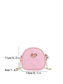 Cute Mini Diamond Chain Shoulder Bag For Girls - Pink - View 9