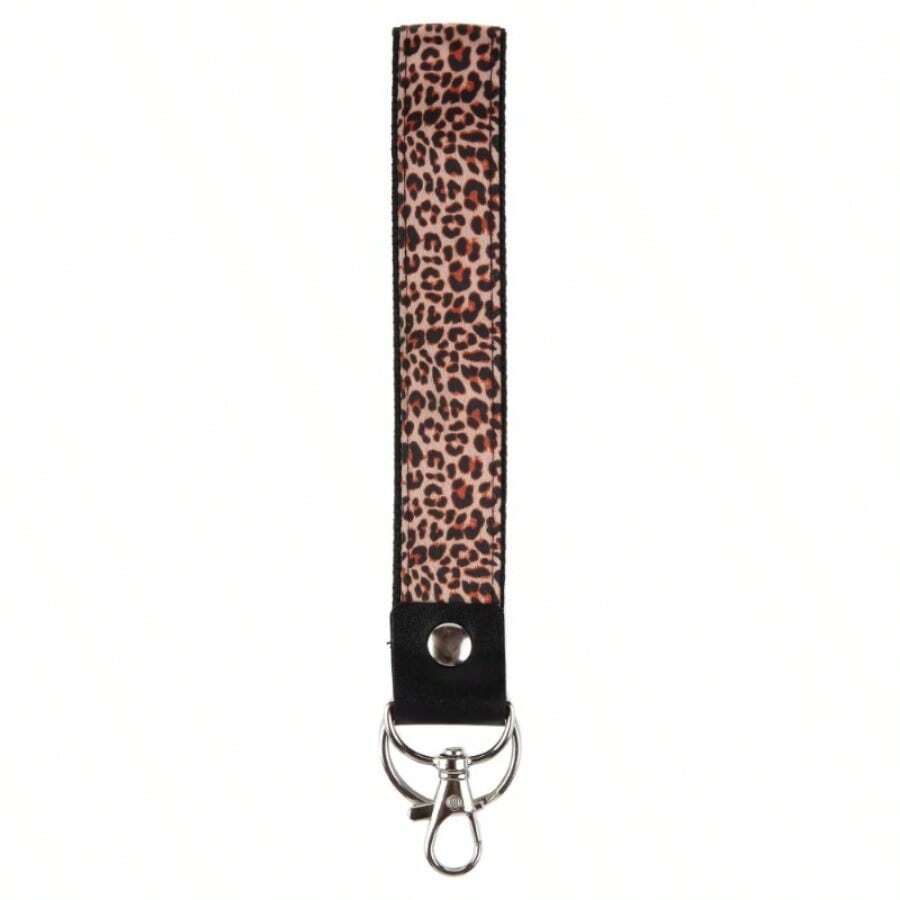 Women's Adult Cheetah Print Polyester Wrist Lanyard Keyring 8" Long - B - View 1