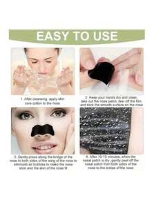 Disposable Nose Strips, Bamboo Charcoal Blackhead Nose Pore Cleansing Strips, Peel-Off Nose Mask Strips, Blackhead & Whitehead Remover Strips. Deep Pore Cleansing, No Clogged Pores - Black - View 6