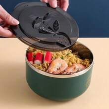 Ramen-Schüssel, Nudelschüssel aus Edelstahl 304, mit Deckel, hitzebeständig, Instant-Nudelschüsse - Aprikosenfarben - Übersicht 4