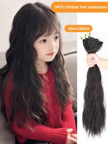 Extensiones de cabello rizado de 3 piezas con patrón de onda de agua y rizado grande para peluca de cabello largo de niños
