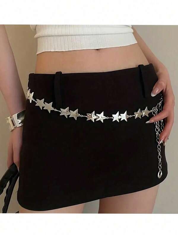 1 Stück Damen Stern Hüftkette, modischer vielseitiger JK Uniform Rock Gürtel, Pentagramm Hosen Kette für den Sommer in der Schule