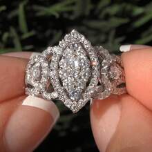 复古波西米亚风格铜质订婚戒指，镶嵌合成锆石，优雅女士承诺戒指，适合日常佩戴和送礼，适合圣诞节和所有季节