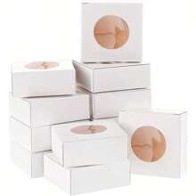 30pcs-Kraft Paper Handmade Soap Packaging Box With Round Clear Window - Foldable Square Design, Perfect For Jewelry Display, Perfect Wedding, Birthday & Anniversary, Wedding Occasion, Bridal Shower Occasion, Birthday Occasion, Universal Occasion