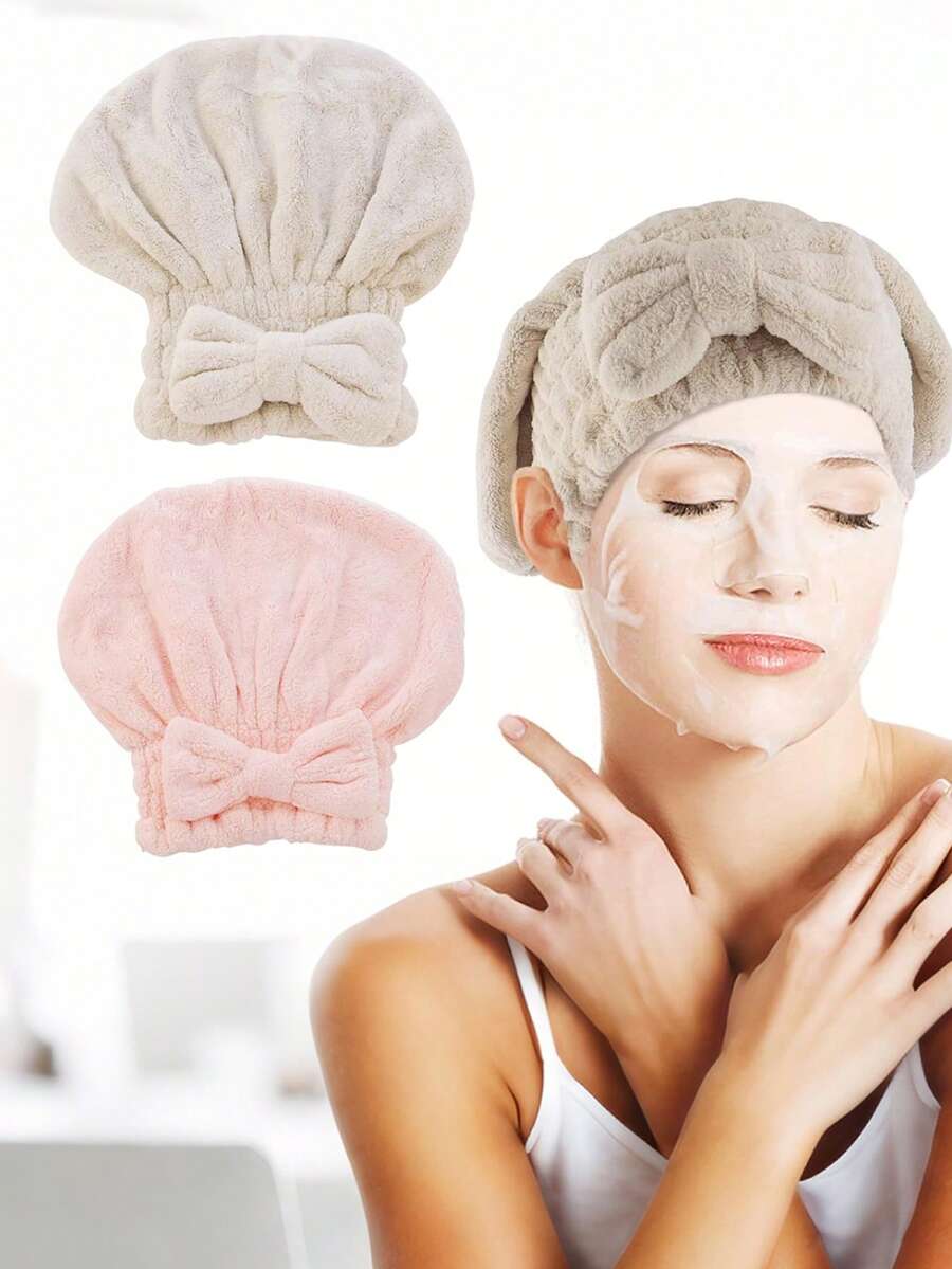 1pc Coral Fleece Bow Headband Towel, High Absorbency Hair Drying Cap, Ultra-Soft Microfiber Hair Wrap. Suitable For All Hair Types - Curly, Straight, Long, Short, Coarse, Fine, Frizzy. Wear It For Shiny, Smooth Hair Without Slipping. - Multicolor - View 1