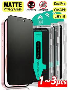 ZYONS 1pc Matte Anti-Dust Privacy Screen Protector Film, Compatible With IPhone 17 Pro Max, 17 Pro, 17 Air, 17/16 Pro Max, 16 Pro, 16 Plus, 16/16E, 15 Pro Max, 14 Pro Max, 13/12/11, XS Max, XR Plus Series, Anti-Fingerprint, Anti-Peeping, Auto Dust Removal, Bubble-Free, Anti-Glare Full Coverage, Compatible With Phone Cases - Black - View 1